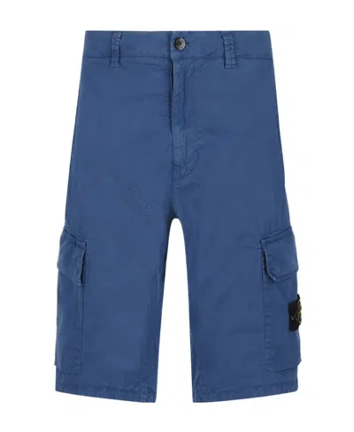 Stone Island Side Logo-patch Cargo Shorts In Blue