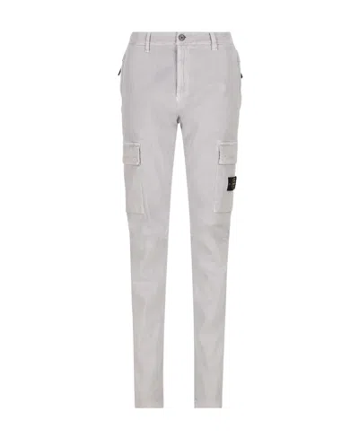 Stone Island Side Logo-patch Detail Trousers In White