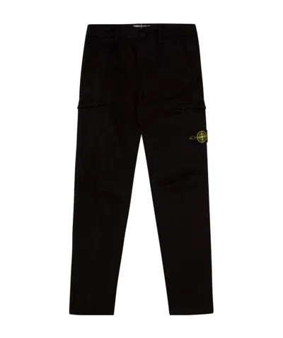 Stone Island Side Logo-patch Trousers In Black