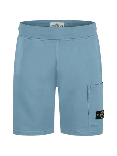Stone Island Kids' Side-pocket Logo-detail Shorts In Blue