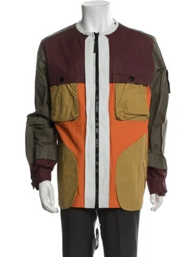 Pre-owned Stone Island Signature Logo Colorblock Pattern Utility Jacket In Multi