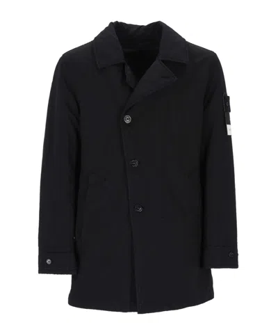 Stone Island Single-breasted Jacket In Blue