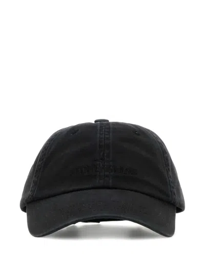 Stone Island Compass Logo Brushed Cotton Baseball Cap Accessories In Black