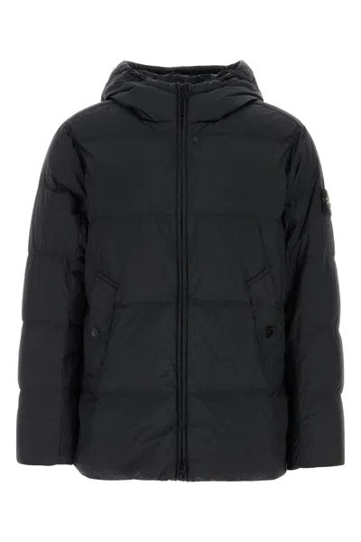 Stone Island Slate Nylon Down Jacket In Black