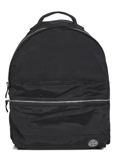 Stone Island Sleek Backpack For Men - Fw25 Collection In Black
