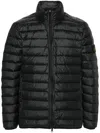 Stone Island Logo-patch Hooded Quilted Down Coat In Black