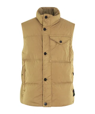Stone Island Sleeveless Cotton Vest In Nude