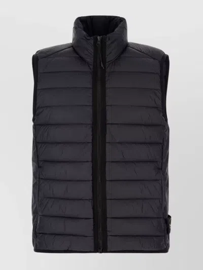 Stone Island Sleeveless Padded High Neck Down Jacket With Zip Pockets In Black