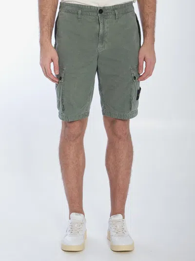 Stone Island Men Slim Cargo Bermuda Shorts In Green