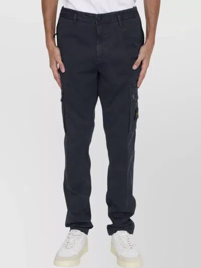 Stone Island Slim Cargo Trousers Compass Patch In Black
