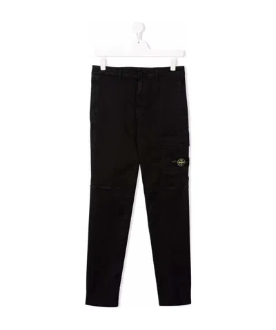 Stone Island Slim-cut Logo Trousers In Black