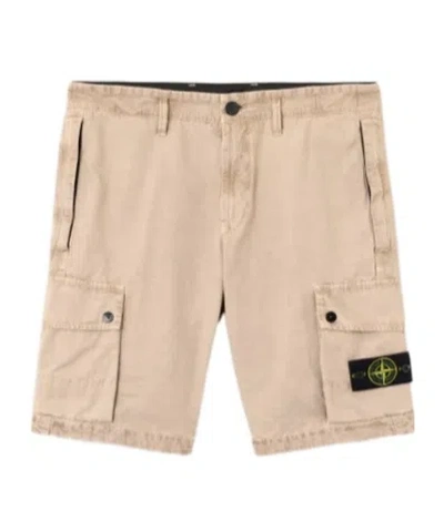 Stone Island Slim-fit Cargo Shorts With Zip Pockets In Brown