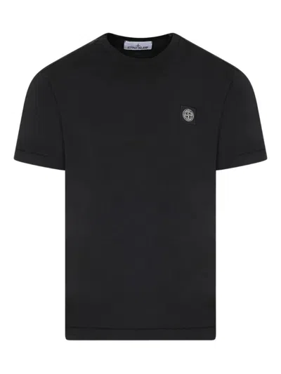 Stone Island Slim Fit Cotton Jersey T-shirt With Compass Patch Clothing In Blue