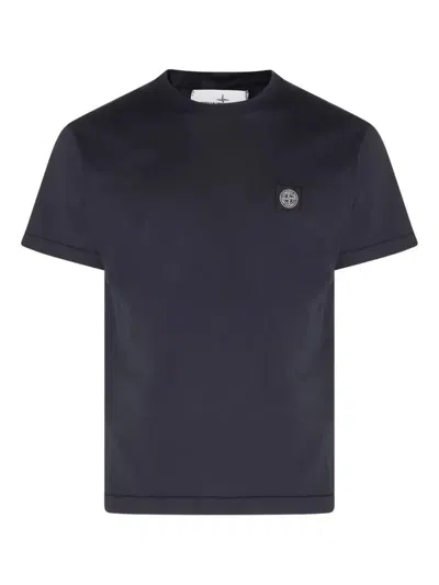 Stone Island Slim Fit Cotton Jersey T-shirt With Compass Patch Clothing In Blue