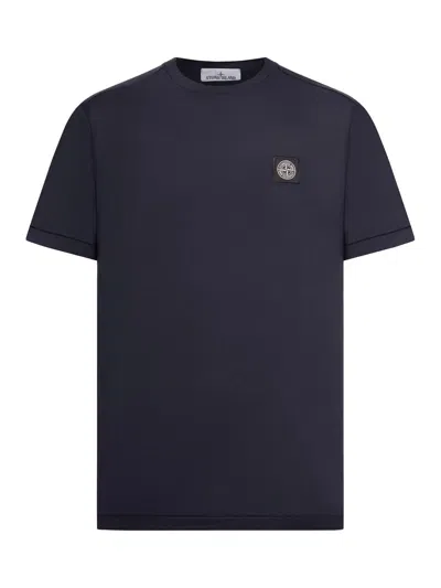 Stone Island Slim Fit Cotton Jersey T-shirt With Compass Patch In Blue