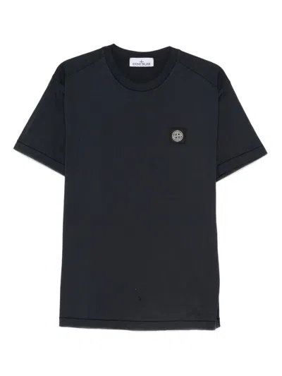 Stone Island Slim Fit Cotton Jersey T-shirt With Compass Patch In Blue