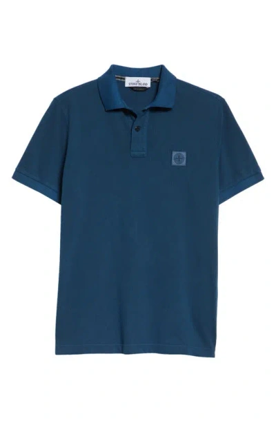 Stone Island Slim Fit Cotton Polo In Dark Blue