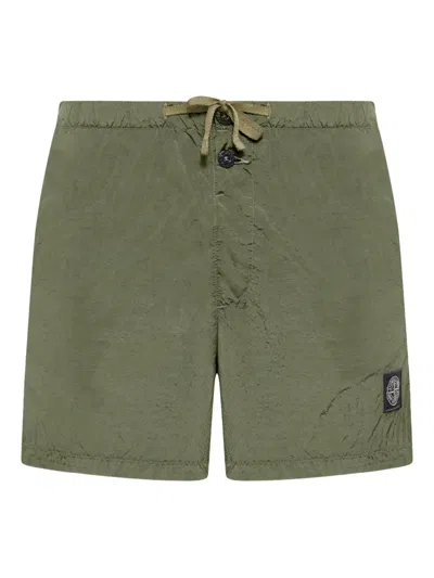 Stone Island Slim Fit Fashion Cargo Pants With Contrasting Stitching In Green