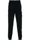 Stone Island Black Slim Cargo Pants With Elasticated Waist And Logo Patch In Stretch Cotton Man In Blue