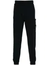 Stone Island Black Slim Cargo Pants With Elasticated Waist And Logo Patch In Stretch Cotton Man In Blue