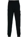 Stone Island Black Slim Cargo Pants With Elasticated Waist And Logo Patch In Stretch Cotton Man In Blue