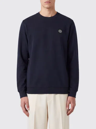 Stone Island Slim Fit Long-sleeve Cotton T-shirt With Compass Logo In Blue