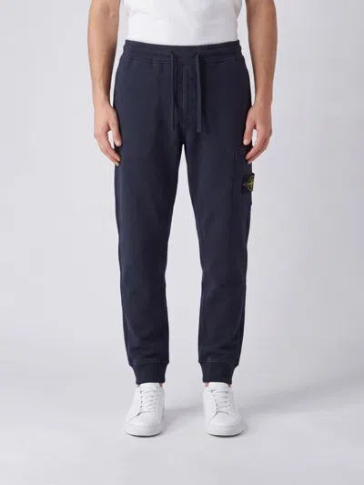 Stone Island Slim Fit Organic Cotton Cargo Trousers With Logo In Blue