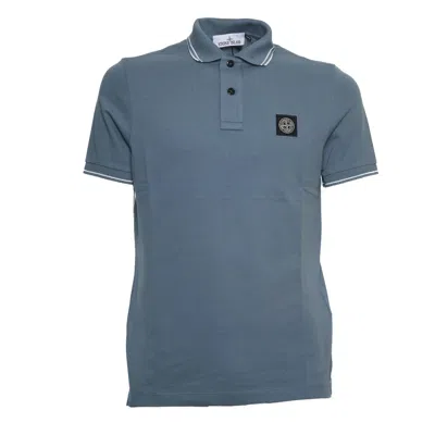 Stone Island Slim Fit Organic Cotton Polo With Compass Patch In Blue