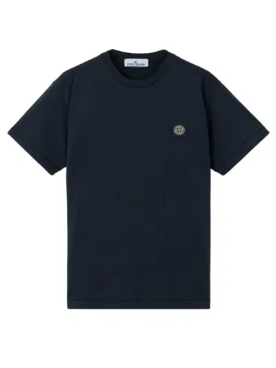Stone Island Logo-embroidered Cotton Polo Shirt In Black