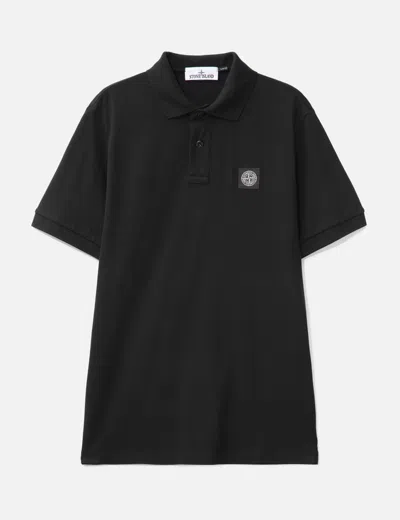 Stone Island Slim-fit Short-sleeve Polo Shirt With Compass Patch In Black