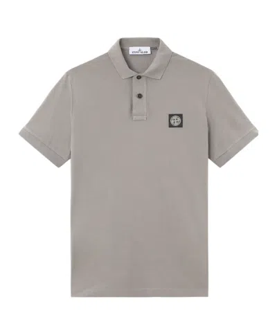 Stone Island Slim-fit Short-sleeve Polo Shirt With Compass Patch In Gray