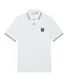 Stone Island Slim-fit Short-sleeve Polo Shirt With Striped Details In White