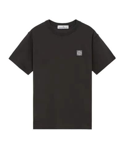 Stone Island Slim-fit Short-sleeve T-shirt With Compass Patch In Black
