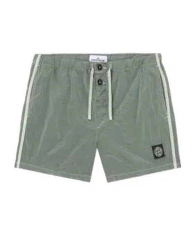 Stone Island Slim Fit Short Swim Trunks With Pockets In Green