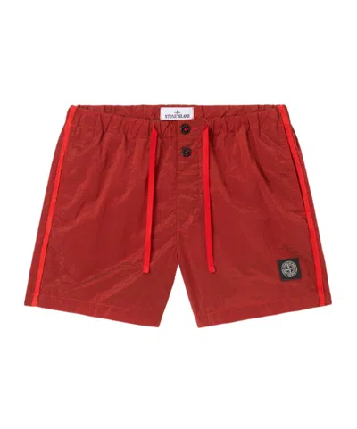 Stone Island Slim-fit Swim Shorts With Pockets And Meshlining In Red