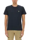 Stone Island Logo Patch Crewneck T-shirt In Blue