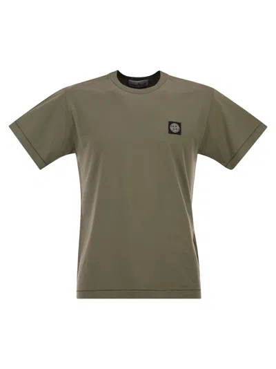 Stone Island Slim Fit T Shirt With Compass Patch In Green