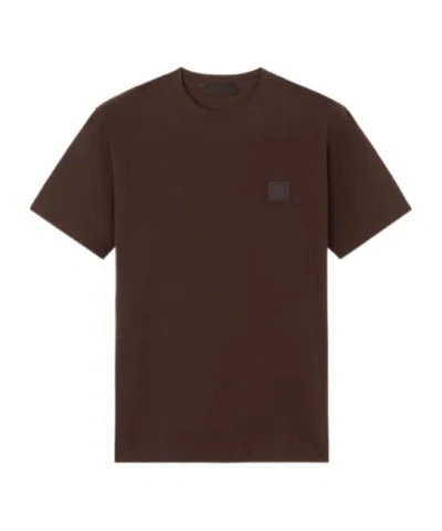 Stone Island Slim-fit T-shirtwith Compass Logo Patch In Brown