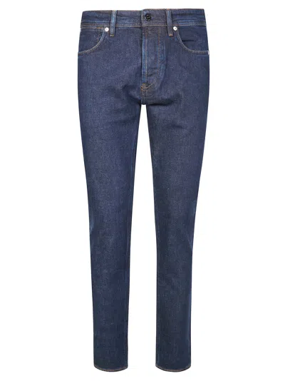 Stone Island Slim Jeans With Compass Logo In Blue