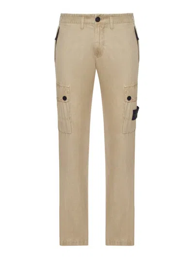 Stone Island Cotton Cargo Pants In Nude & Neutrals