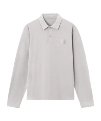 Stone Island Slim-fit Long-sleeve Polo With Tonal Compass Patch In Gray