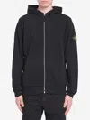 Stone Island Front Zip Closure Grey Zipper Hoodie In Black