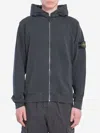 Stone Island Front Zip Closure Grey Zipper Hoodie In Grey