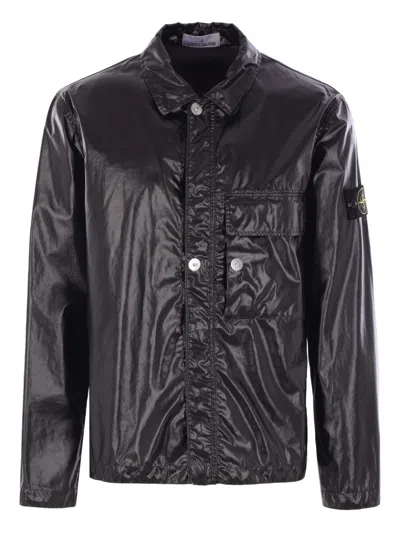 Stone Island Snap-button Patch-pocket Jacket In Black