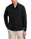Stone Island Compass-patch Zip-up Overshirt In Black