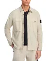 Stone Island Snap Front Overshirt In Sand