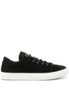 Stone Island Black Low Top Sneakers With Logo Patch On The Tongue In Suede Man In Black