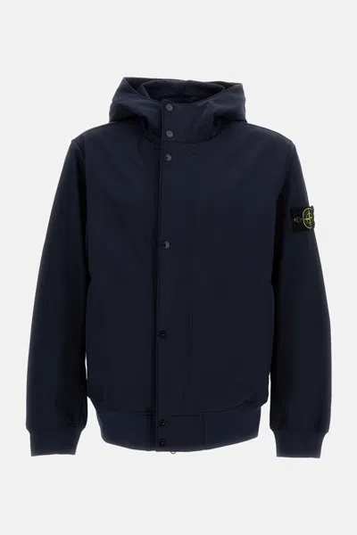 Stone Island Three-ply Performance Hooded Jacket With Innovative Waterless Technology In Blue