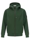 Stone Island Green Hooded Zip-front Jacket In Green