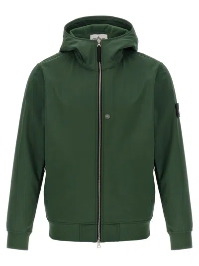 Stone Island Green Hooded Zip-front Jacket